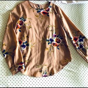 Brown Floral Semi formal Top